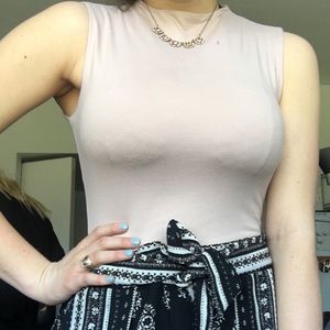 Cute Lulu’s.com Bodysuit, Taupe with a high neck